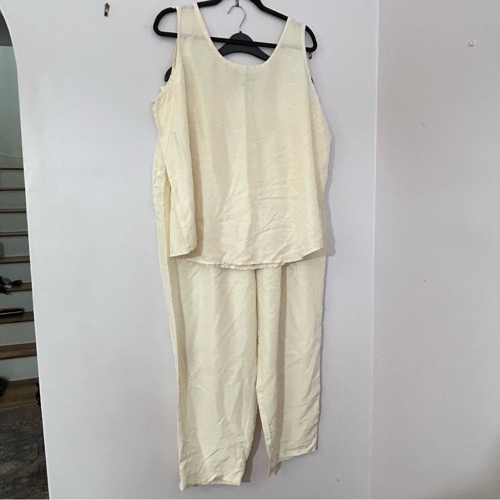 Vintage Kohinoor Silk Pant & Tank Top Set XL